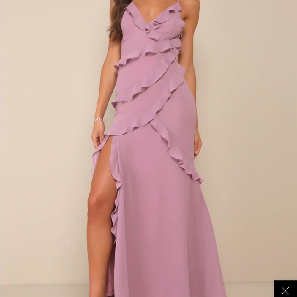 Lulu's Lavender Ruffle Maxi Dress